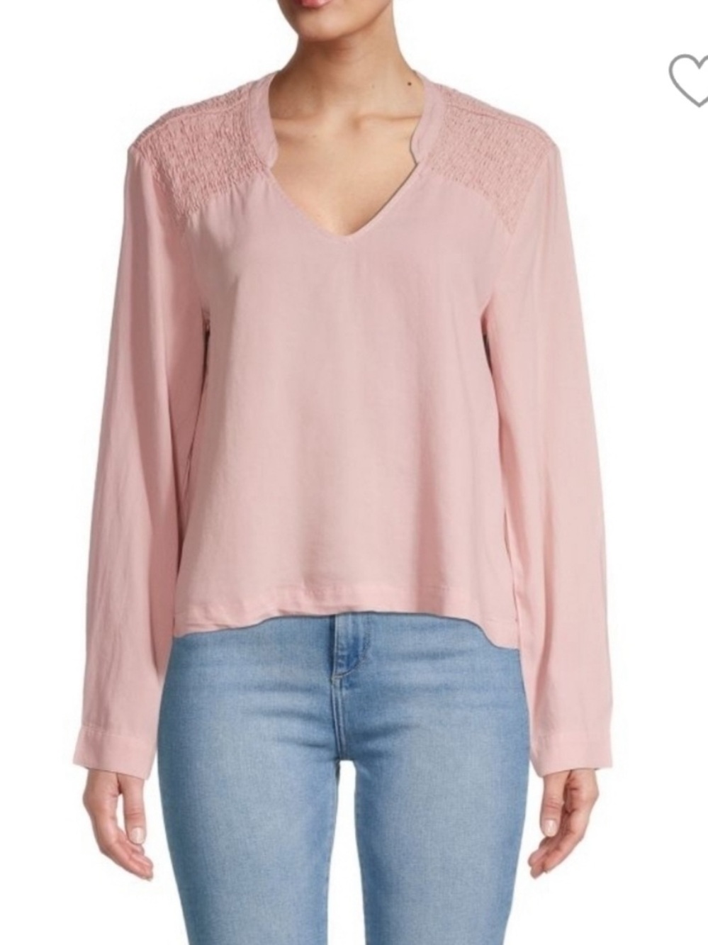cloth & stone Smocked Yoke pink tencel lyocell Blouse size L